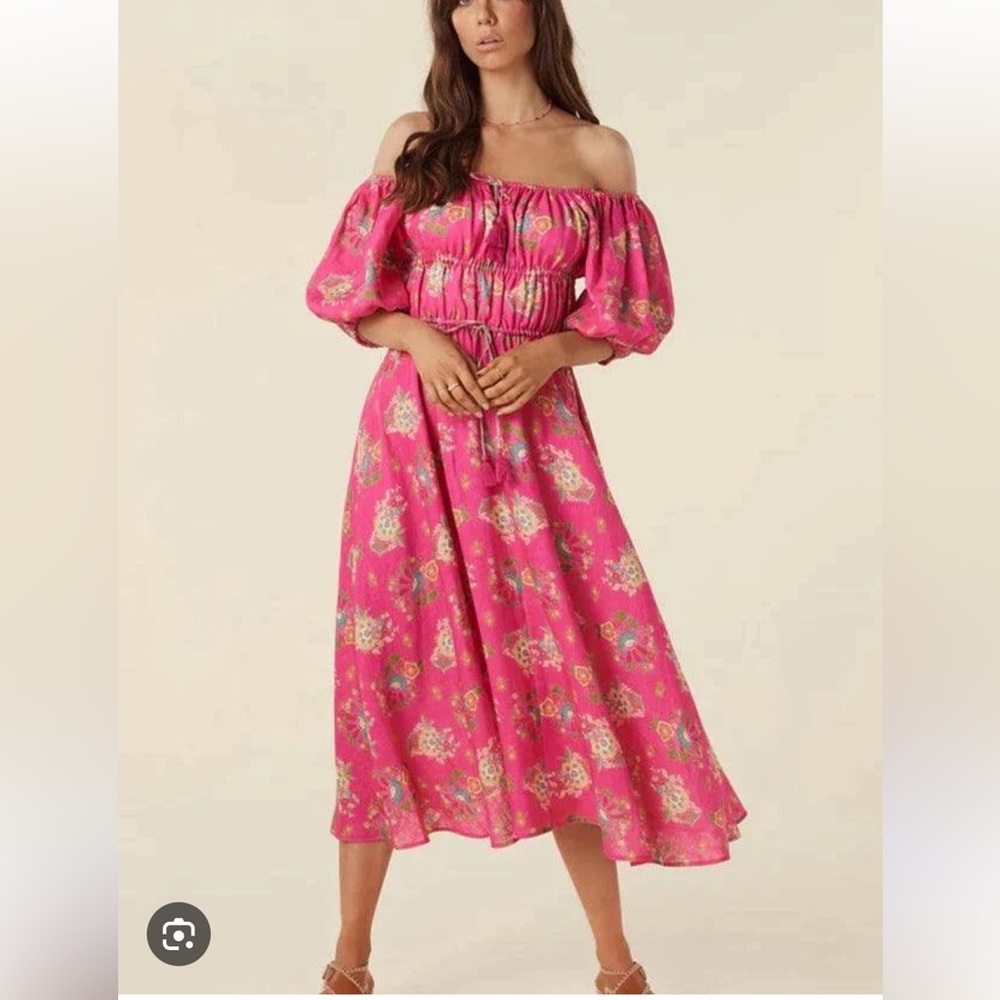 Solstice Linen Soirée Dress In Rose Pink